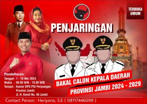 PDI Perjuangan Provinsi Jambi Buka Penjaringan Calon Kepala Daerah