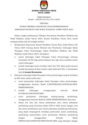 Penyerahan Dukungan Perseorangan Dimulai 8 Mei