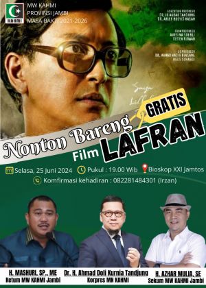 Nobar Film Pendiri HMI Lafran Pane di 25 Juni, KAHMI Jambi: Bangkitkan Semangat dan Militansi Kader
