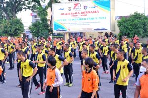 Senam Bersama Sambut HUT Polairud Polda Jambi 