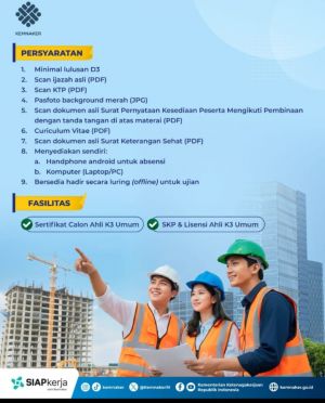 Gebrakan Baru! Kemnaker Buka Pelatihan Ahli K3 Umum Gratis