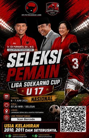 PDI Perjuangan Jambi Gelar Seleksi Liga Soekarno Cup U-17 : Ini Syarat Umur yang Harus Dipahami Pend