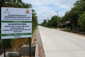 Wujud Komitmen PetroChina Jabung, Jalan Rigid Beton 1,96 KM Sp 4 Blok D Geragai Selesai Dibangun