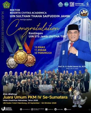 UIN STS Jambi Sabet Juara Umum PKM IV PTKIN se-Sumatera 2026, Boyong 38 Medali